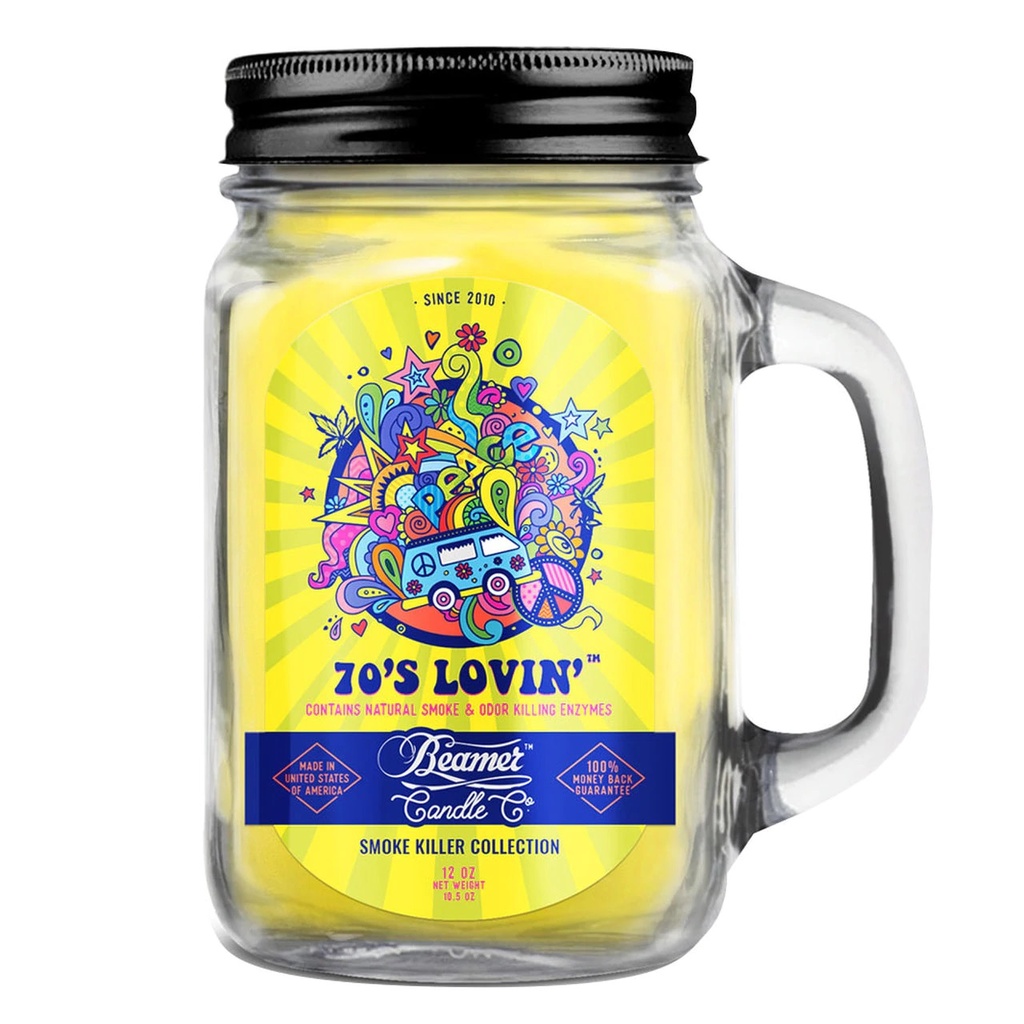 Beamer Candle Co. 12oz Glass Mason Jar -70's Lovin