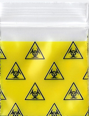 Sacs en plastique Bio Hazard de 1,25x1,25 pouces, 100 pièces.