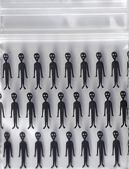 Black Alien 1.25x1.25 Inch Plastic Baggies 100 pcs.