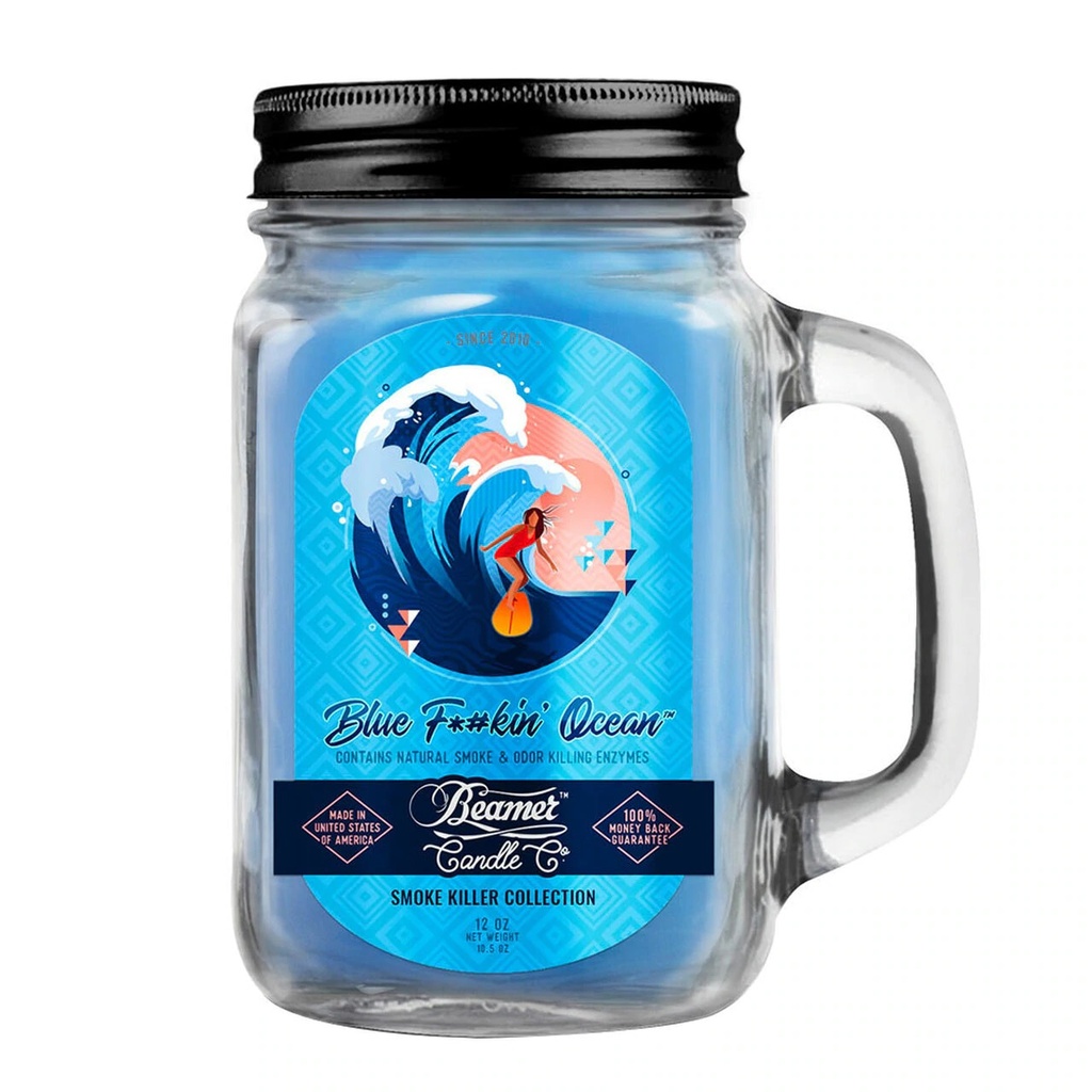 Beamer Candle Co. 12oz Glass Mason Jar - Beamer Candle Co. 12oz Glass Mason Jar - Blue Fucking Ocean