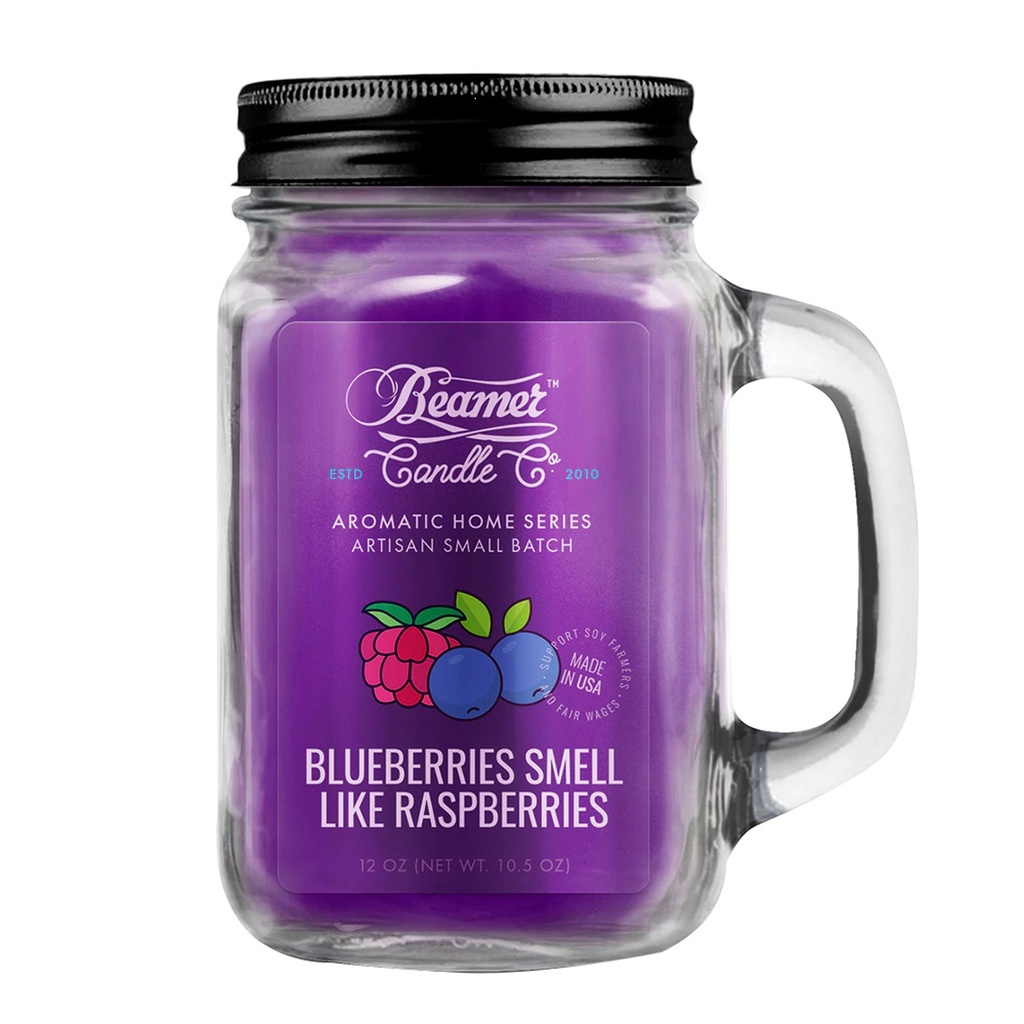 Beamer Candle Co. Pot en verre de 12 oz - L'odeur de myrtilles sent comme des framboises.