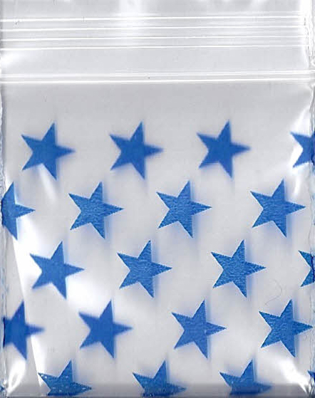 Blue Stars 1.25x1.25 Inch Plastic Baggies 100 pcs.