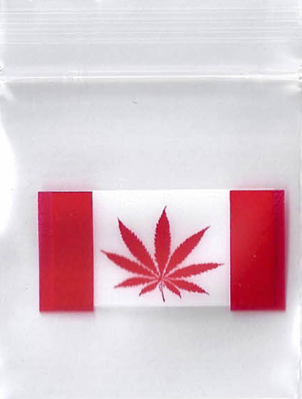 Canadian Pot Flag 1x1 Inch Plastic Baggies 1000 pcs.