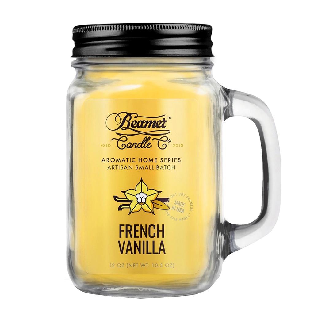 Beamer Candle Co. 12oz Glass Mason Jar - French Vanilla