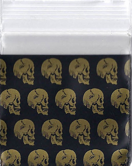 Sacs en plastique Gold Skulls de 1,25x1,25 pouces, 100 pièces.