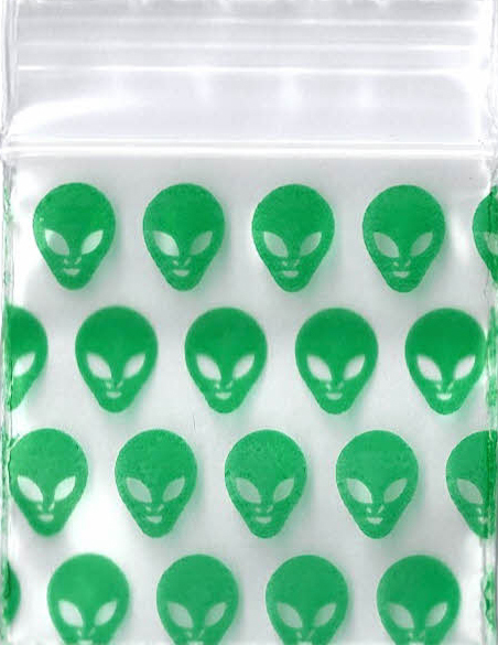 Green Alien 1x1 Inch Plastic Baggies 1000 pcs.