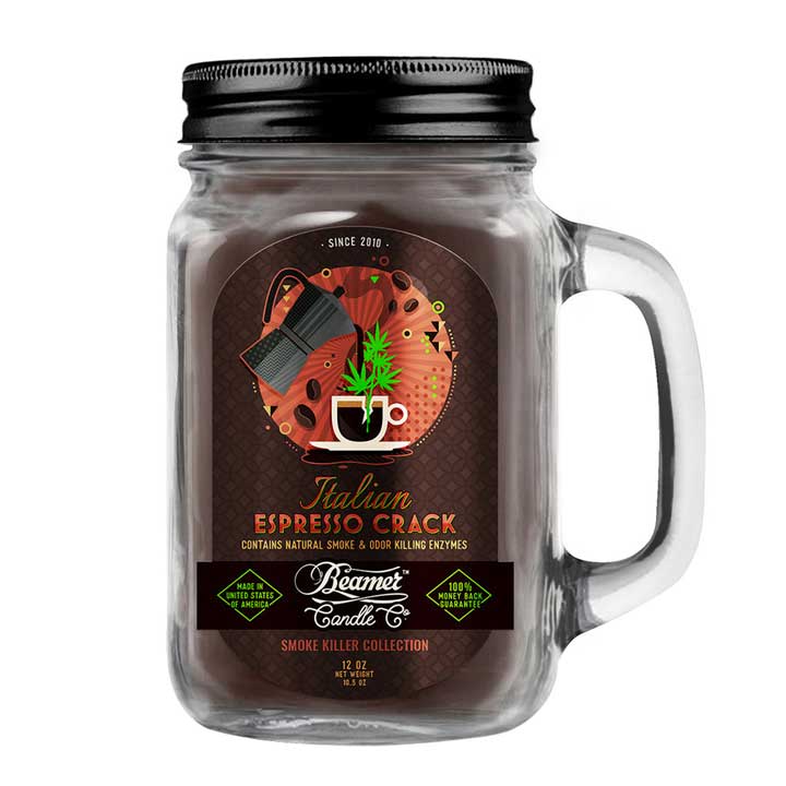 Beamer Candle Co. 12oz Glass Mason Jar - Italian Espresso Crack