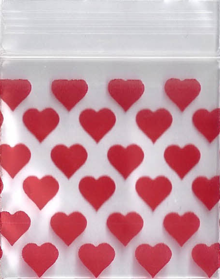 Hearts 1x1 Inch Plastic Baggies 100 pcs.