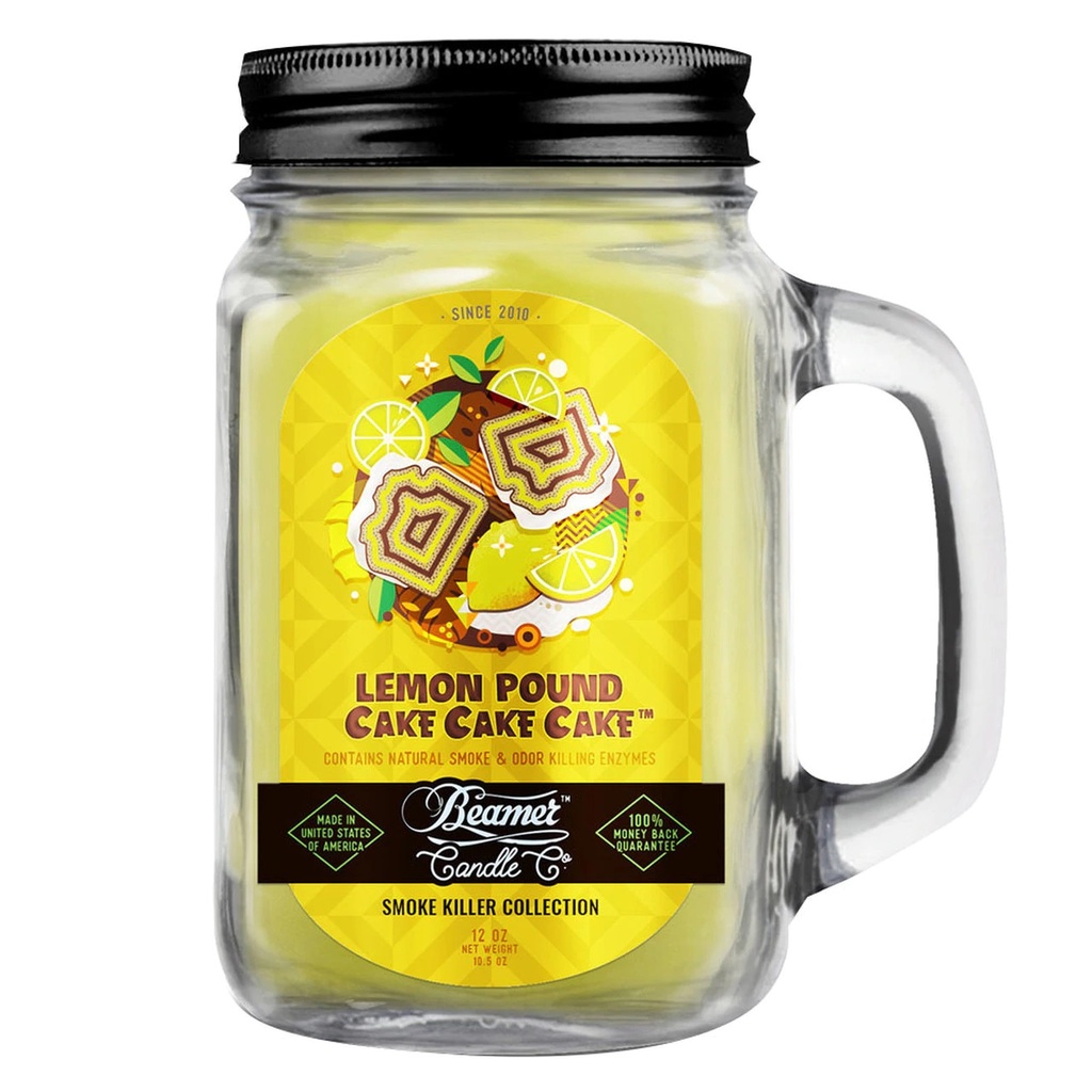 Beamer Candle Co. 12oz Glass Mason Jar - Lemon Pound Cake Cake Cake