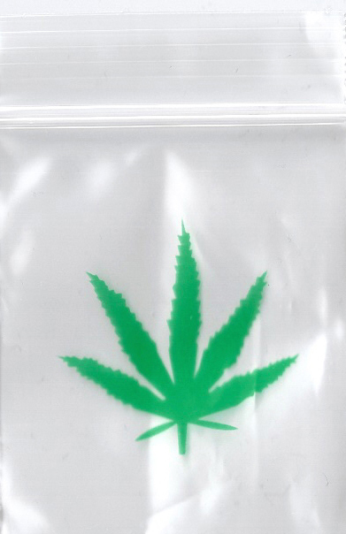 Marijuana Leaf 1.5x1.5 Inch Plastic Baggies 100 pcs.