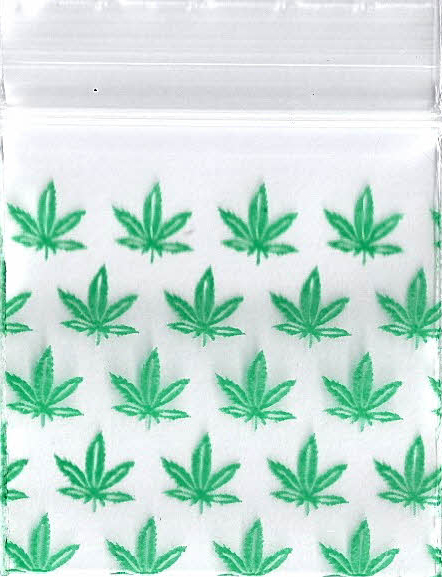 Multi Marijuana Leaf 1.25x1.25 Inch Plastic Baggies 100 pcs.
