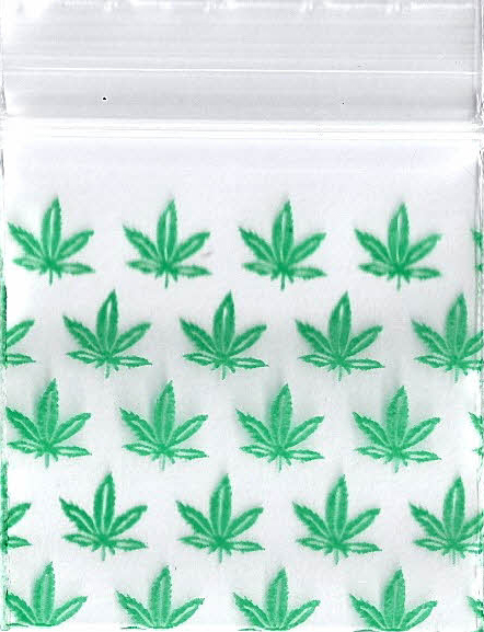 Multi Marijuana Leaf 1.5x1.5 Inch Plastic Baggies 100 pcs.