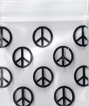 Multi Peace Symbols 1.25x1.25 Inch Plastic Baggies 100 pcs.