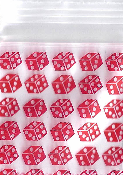 Red Dice 1x1 Inch Plastic Baggies 100 pcs.