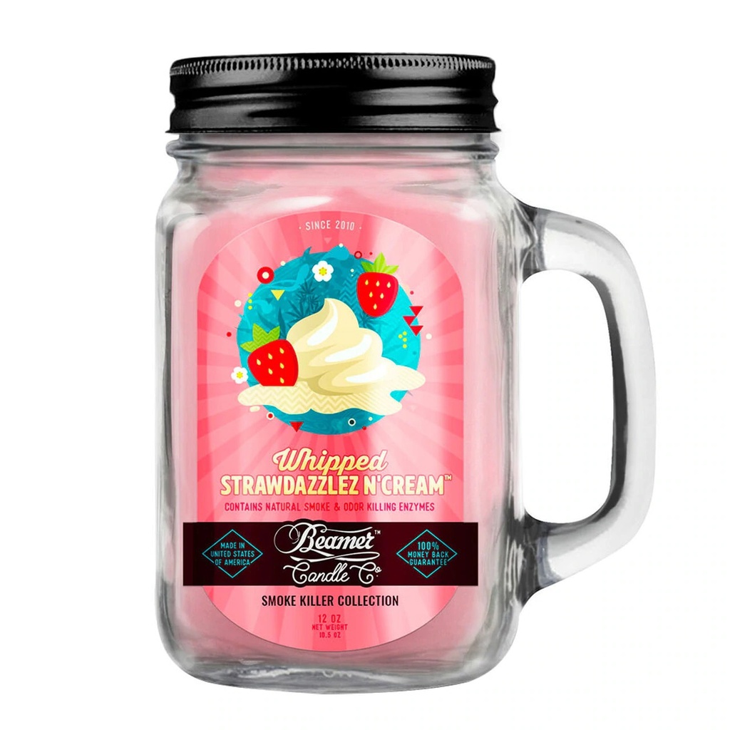 Beamer Candle Co. 12oz Glass Mason Jar - Whipped Strawdazzlez N Cream