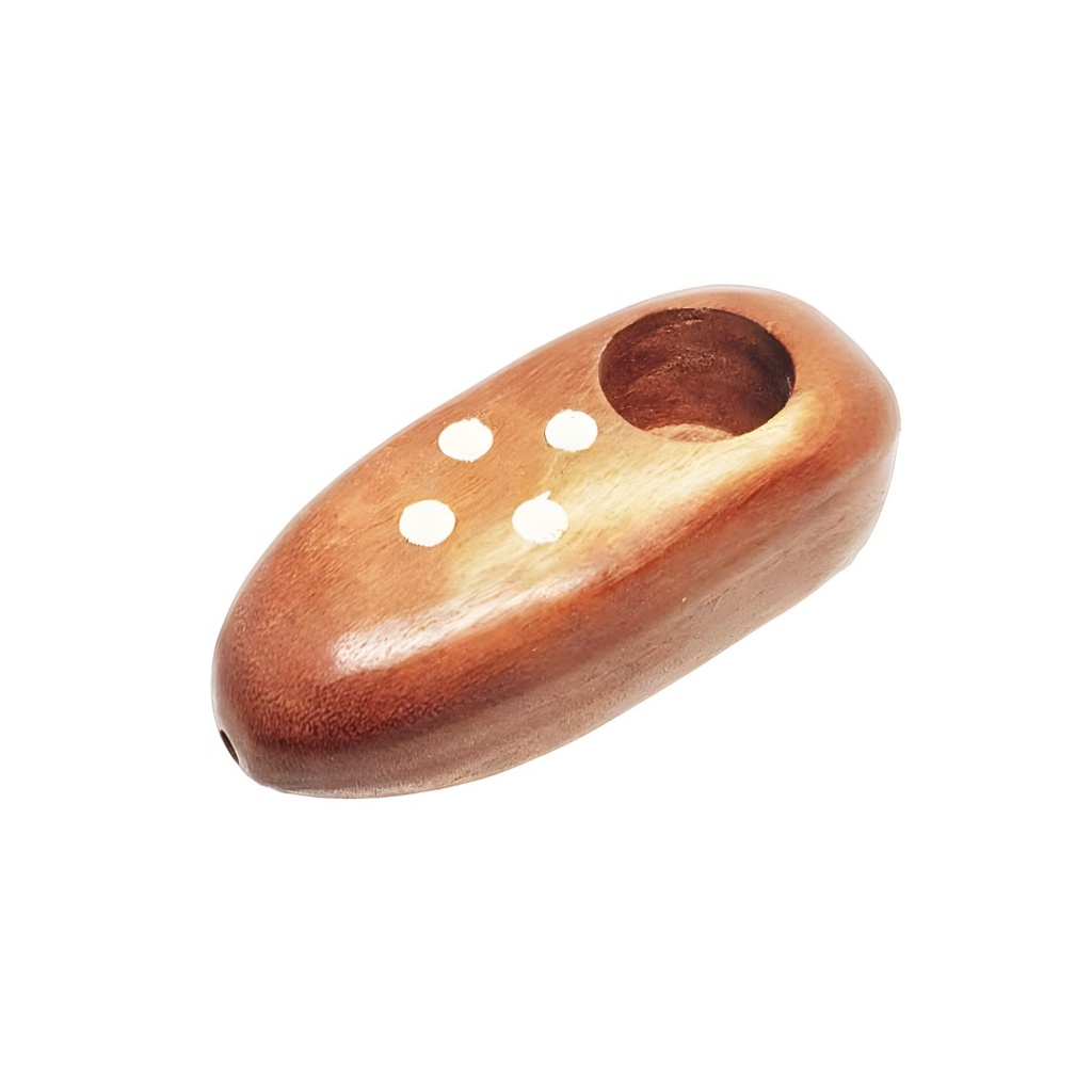 Fat Hard Wood Handpipe with Dots Inlay