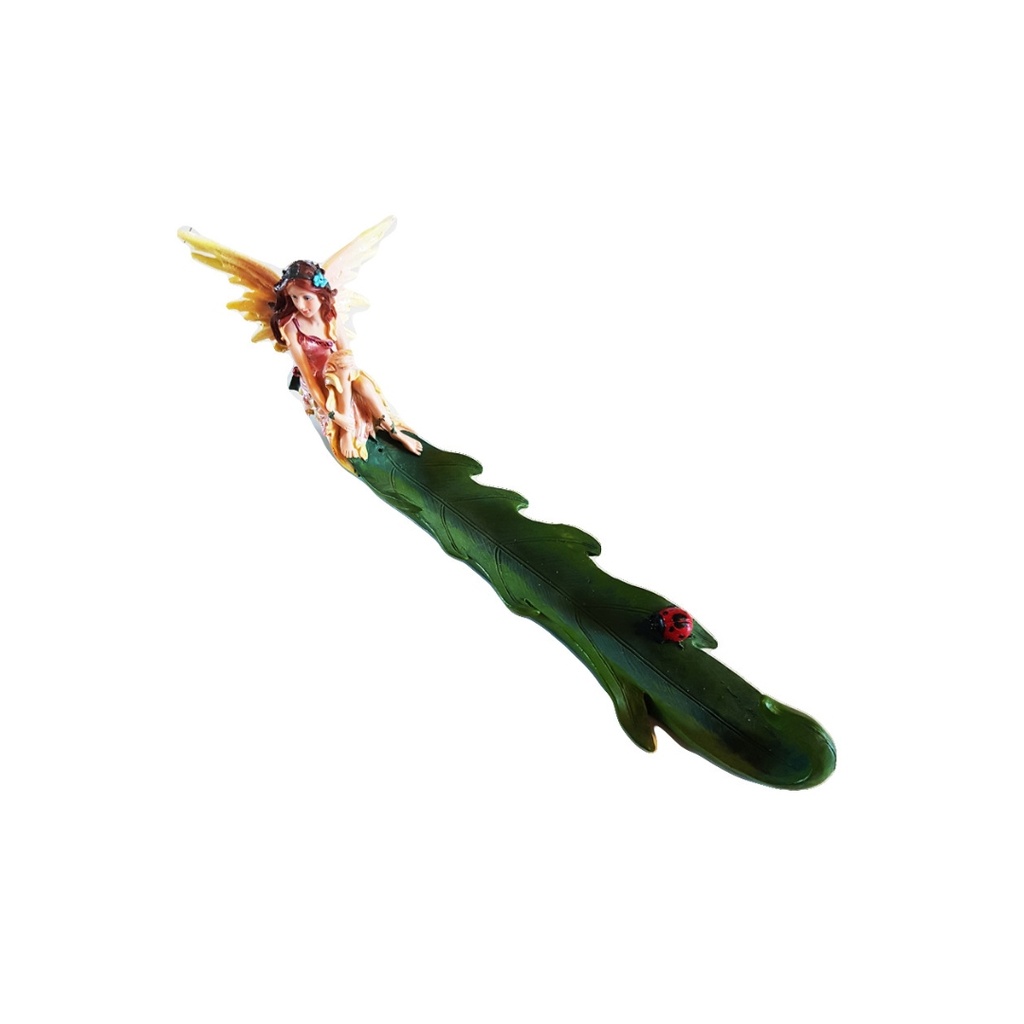 Fairy and Ladybugs on a Leaf Incense Holder
