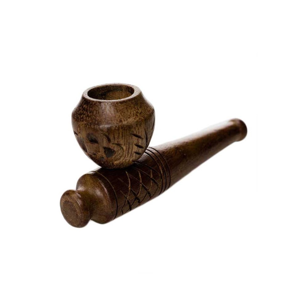Classic Incised Wooden Handpipe 3.5 Inch