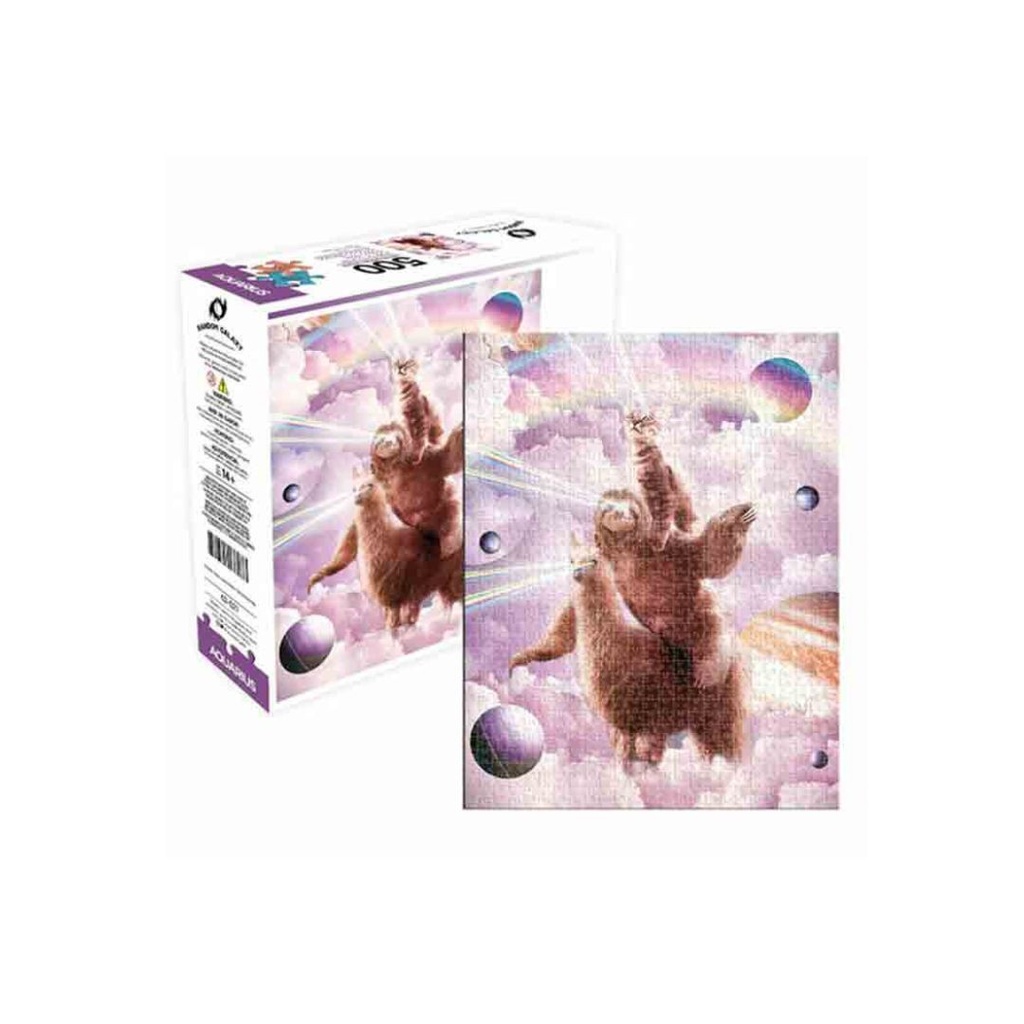 Puzzle de 500 pièces - Galaxie aléatoire - Chat paresseux lama aux yeux laser