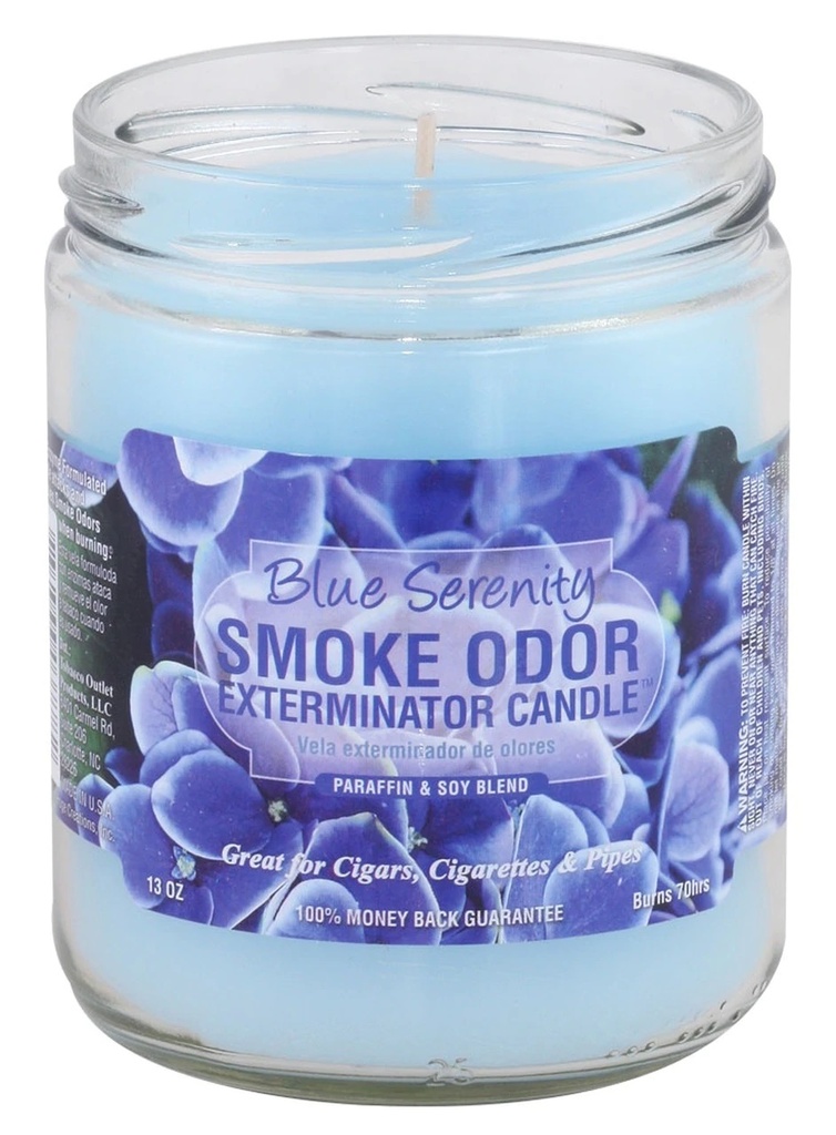 Bougie Éliminatrice d’Odeurs de Fumée – Sérénité Bleue – 13 oz