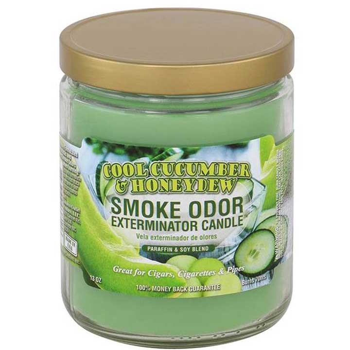 Bougie exterminatrice d'odeur de fumée - 13 oz - Concombre frais et melon miel