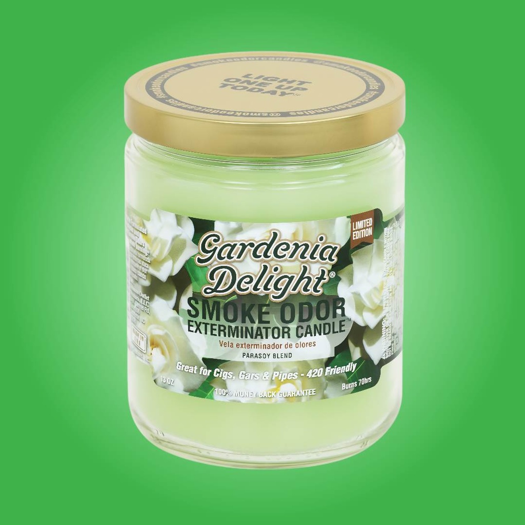 Bougie Éliminatrice d’Odeurs de Fumée – Délice de Gardénia – 13 oz