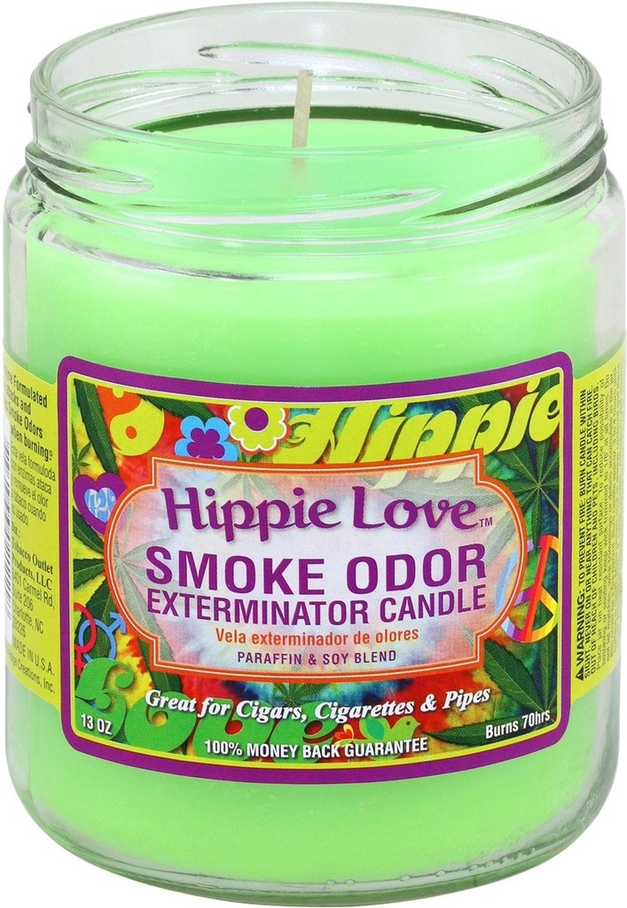 Bougie exterminatrice d'odeur de fumée - 13 oz - Amour hippie