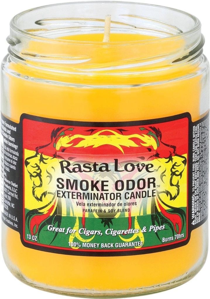 Amour Rasta - Chandelle Exterminateur d’Odeurs de Fumée - 13 oz