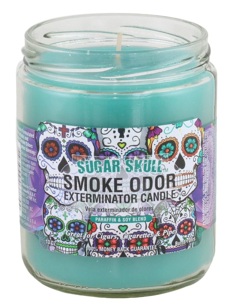 Calavera de Azúcar - Vela Exterminadora de Olores de Humo - 13 oz