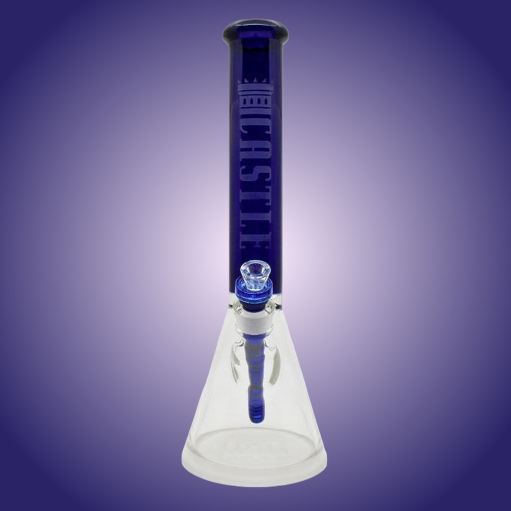 16 Inch 7mm Beaker Bong with Color Top and Thick Base from Castle Glass