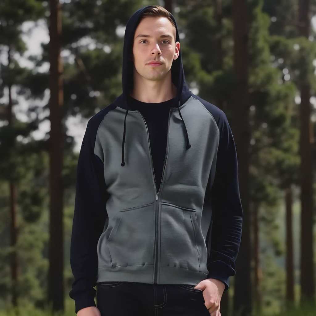 Chandail à Capuchon Zippé Bicolore pour Homme en Chanvre – Eco-Essentials