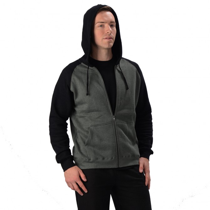 Men's Hemp 2 Tone Zip Hoodie with Pockets