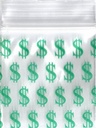 Dollar Signs 1x1 Inch Plastic Baggies 100 pcs.