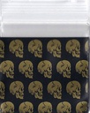 Sacs en plastique Gold Skulls de 1,25x1,25 pouces, 1000 pièces.