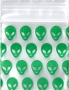 Green Alien 1.25x1.25 Inch Plastic Baggies 1000 pcs.