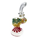 Clear Glass Sherlock Bubbler with Rasta Striping