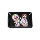 Decorative Sugar Skulls Small Metal Rolling Tray – Compact & Durable, 7x6 Inch