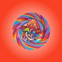 Mushrooms on Psychedelic Swirls Tin Ashtray - 5.5 Inches