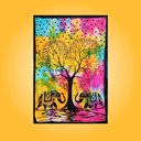 Tapisserie Arbre en Forme de Cœur et Éléphant en Tie-Dye Arc-en-Ciel | 30x40 Pouces