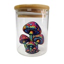 Rainbow Mushroom Mini Glass Jar with Bamboo Lid | 200ml | Colorful Storage Solution