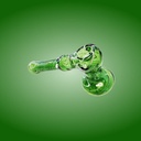 Pipa de Agua Tipo Bubbler de Vidrio Verde con Líneas Blancas - 6 Pulgadas