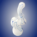 Slim Colored Sherlock Bubbler Glass Waterpipe with Assorted Line Designs - 5 Inch